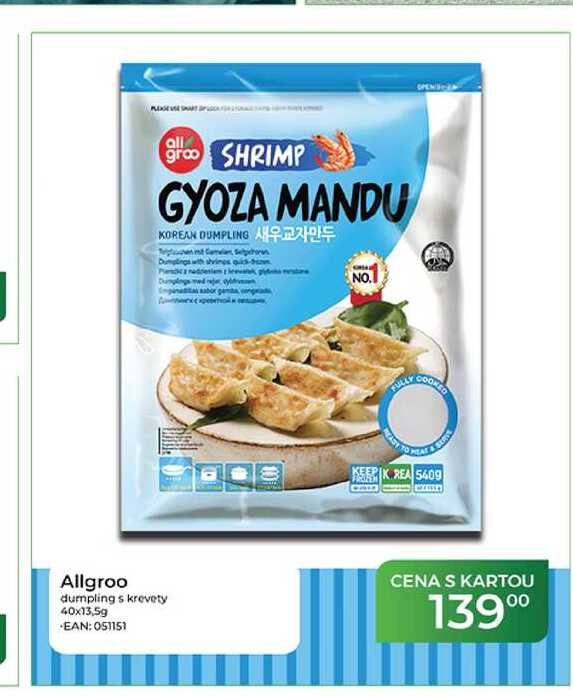 Allgroo dumplings krevety 40x13,5g
