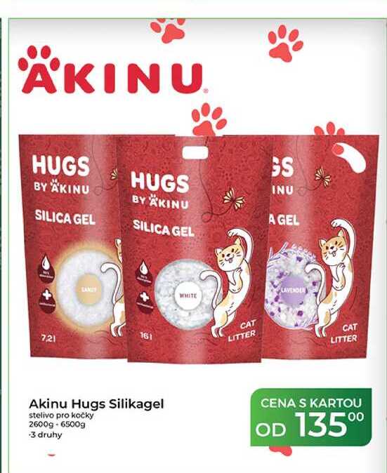 Akinu Hugs Silikagel stelivo pro kočky 2600g-6500g