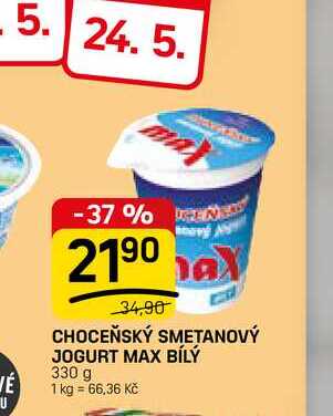 CHOCEŇSKÝ SMETANOVÝ JOGURT MAX BÍLÝ 330 g