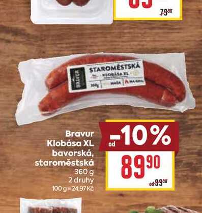 Bravur Klobása XL bavorská, staroměstská 360 g