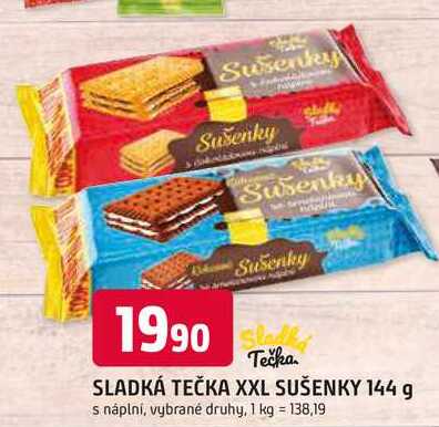 SLADKÁ TEČKA XXL SUŠENKY 144 g s náplní, vybrané druhy