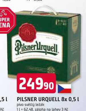 Pilsner Urquell Pivo ležák světlý 8 x 0,5l