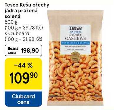 Tesco Kešu ořechy jádra pražená solená, 500 g  