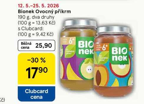 Bionek Ovocný příkrm, 190 g, dva druhy