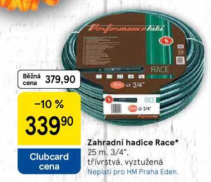 Zahradní hadice Race, 25 m. 3/4". třívrstvá, vyztužená