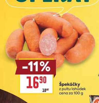 Špekáčky z pultu lahůdek cena za 100 g