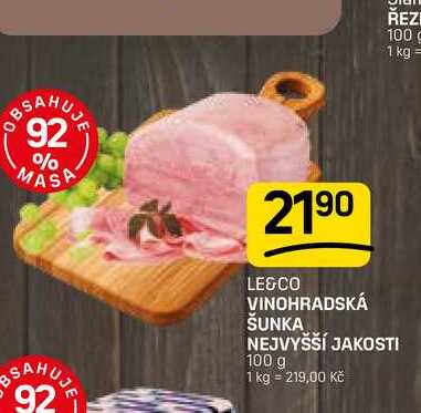 VINOHRADSKÁ ŠUNKA NEJVYŠŠÍ JAKOSTI 100 g