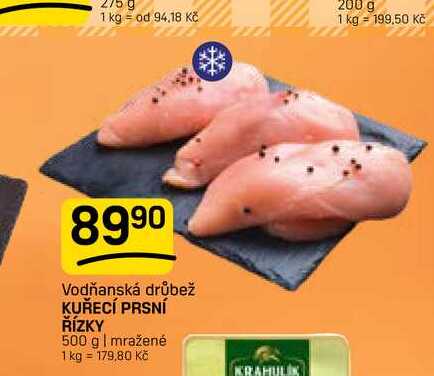 KUŘECÍ PRSNÍ ŘÍZKY 500 g | mražené
