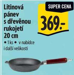 Litinová pánev s dřevěnou rukojetí 20 cm