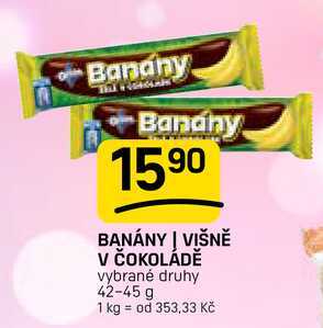 BANÁNY | VIŠNĚ V ČOKOLÁDĚ vybrané druhy 42-45 g