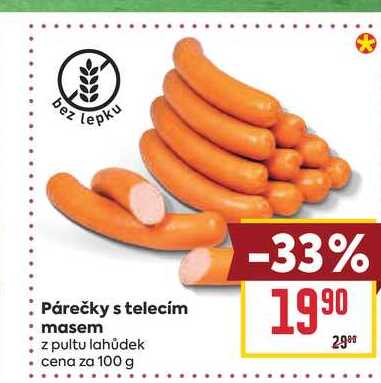 Párečky s telecím masem z pultu lahůdek cena za 100 g
