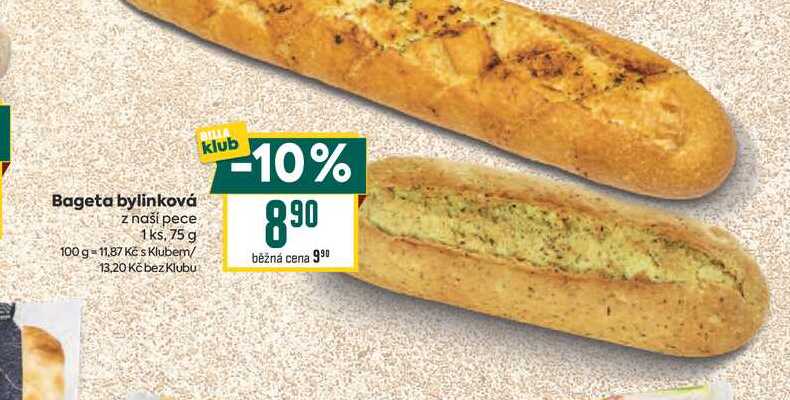 Bageta bylinková z naší pece 1ks, 75 g
