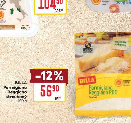 BILLA Parmigiano Reggiano strouhaný 100 g 