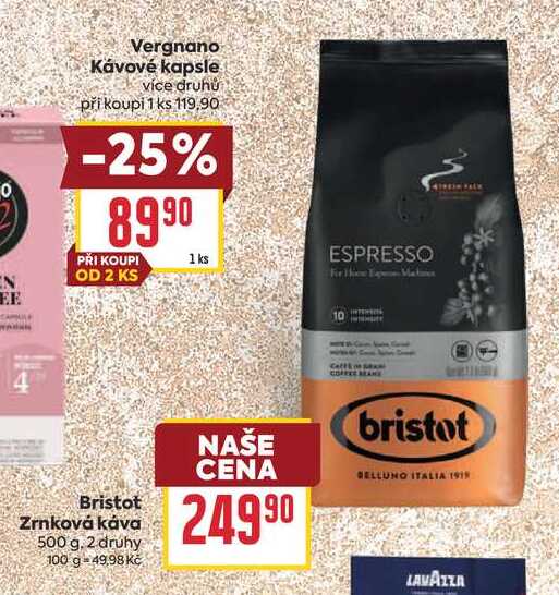 Bristot Zrnková káva 500 g
