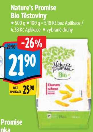 Nature's Promise Bio Těstoviny, 500 g