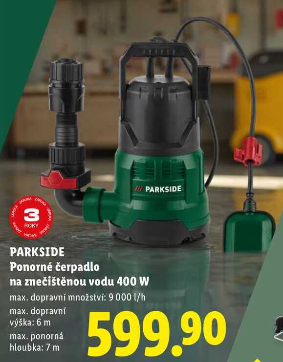 PARKSIDE Ponorné čerpadlo na znečištěnou vodu 400 W