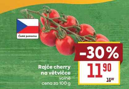 Rajče cherry na větvičce volné cena za 100 g 