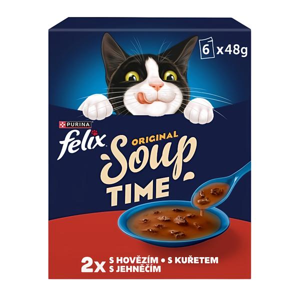 Felix Soup polévky pro kočky hovězí, kuře, jehněčí 6x48g