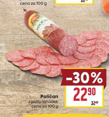 Poličan z pultu lahůdek cena za 100 g