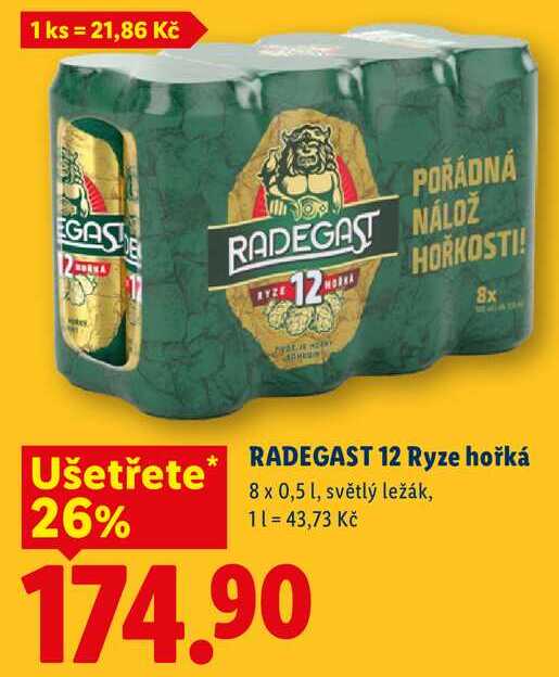 RADEGAST 12 Ryze hořká, 8 x 0,5 l