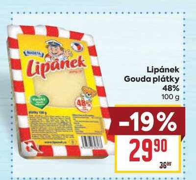 Lipánek Gouda plátky 48% 100 g