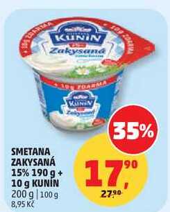 SMETANA ZAKYSANÁ 15% 190 g + 10 g KUNIN, 200 g