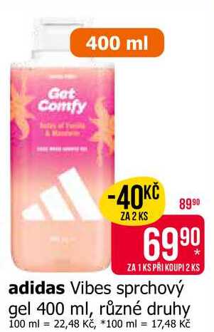 adidas Vibes sprchový gel 400 ml, různé druhy 