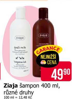 Ziaja šampon 400 ml, různé druhy