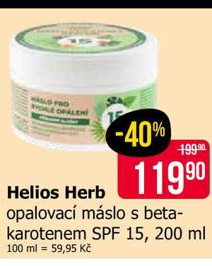Helios Herb opalovací máslo s beta- karotenem SPF 15, 200 ml