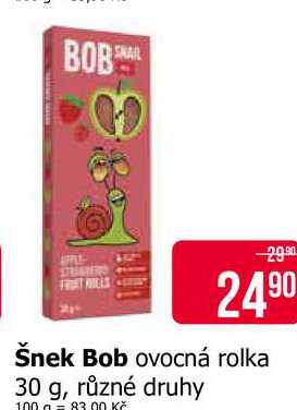 Šnek Bob ovocná rolka 30 g, různé druhy