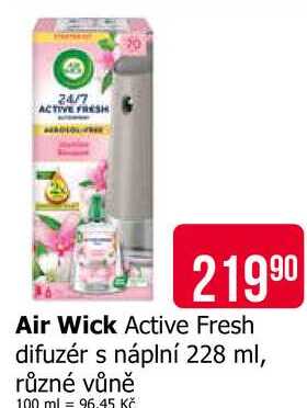 Air Wick Active Fresh difuzér s náplní 228 ml, různé vůně