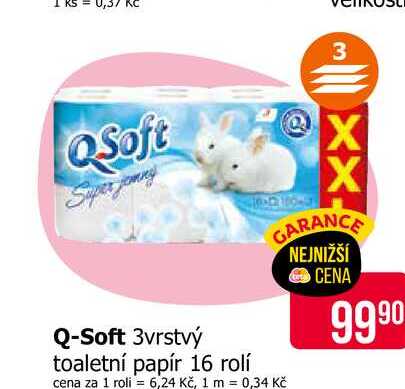 Q-Soft 3vrstvý toaletní papír 16 rolí