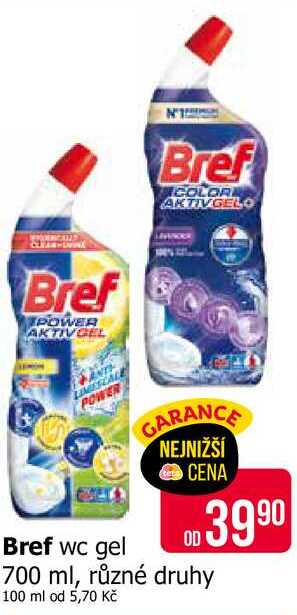 Bref wc gel 700 ml, různé druhy