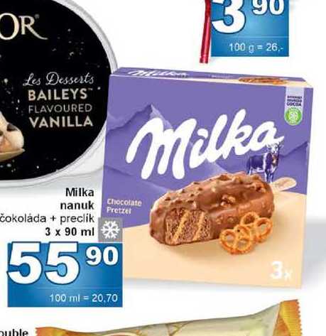Milka nanuk čokoláda + preclík 3 x 90 ml