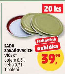 SADA VÍČEK ZAVAŘOVACÍCH*, 0,31