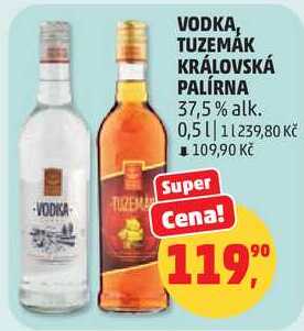 VODKA, TUZEMÁK KRÁLOVSKÁ PALÍRNA, 0,5 l