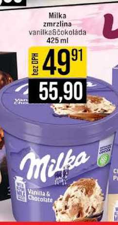 Milka zmrzlina vanilka čokoláda 425 ml