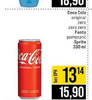 Coca Cola original zero zero zero Fanta pomeranč Sprite 330 ml
