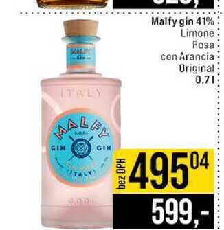 Malfy gin 41% Limone Rosa con Arancia Original 0,7l