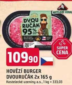 HOVĚZÍ BURGER DVOURUČÁK 2x 165 g