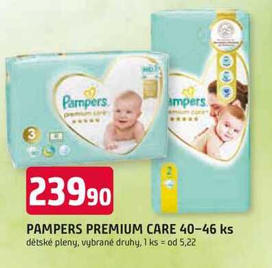 PAMPERS PREMIUM CARE 40-46 ks dětské pleny, vybrané druhy