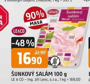 Le & Co Šunkový salám shaved 100g