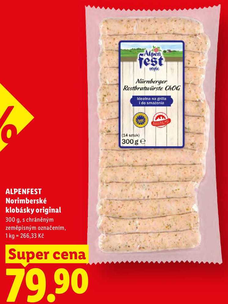 ALPENFEST Norimberské klobásky original, 300 g 
