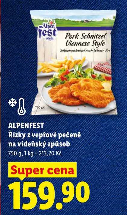 ALPENFEST Řízky z vepřové pečeně na vídeňský způsob, 750 g
