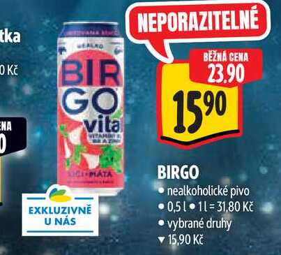 BIRGO nealkoholické pivo 0,5 l