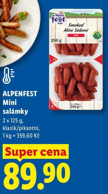ALPENFEST Mini salámky, 2 x 125 g