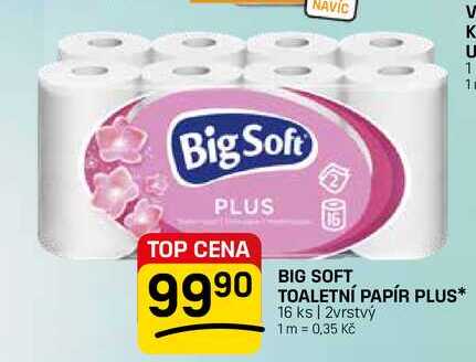 BIG SOFT TOALETNÍ PAPÍR PLUS* 16 ks | 2vrstvý