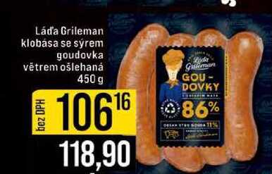 Láďa Grileman klobása se sýrem goudovka větrem ošlehaná 450 g