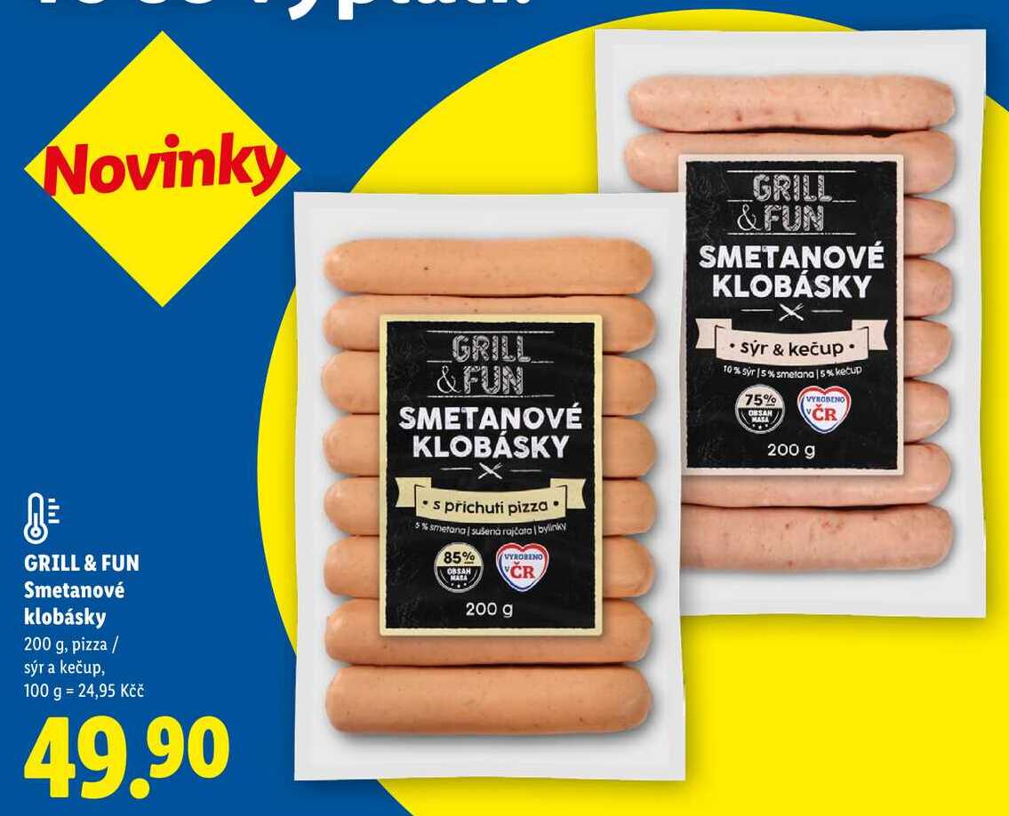 Novinky GRILL & FUN Smetanové klobásky, 200 g 