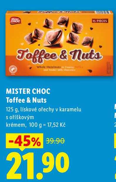 MISTER CHOC Toffee & Nuts, 125 g